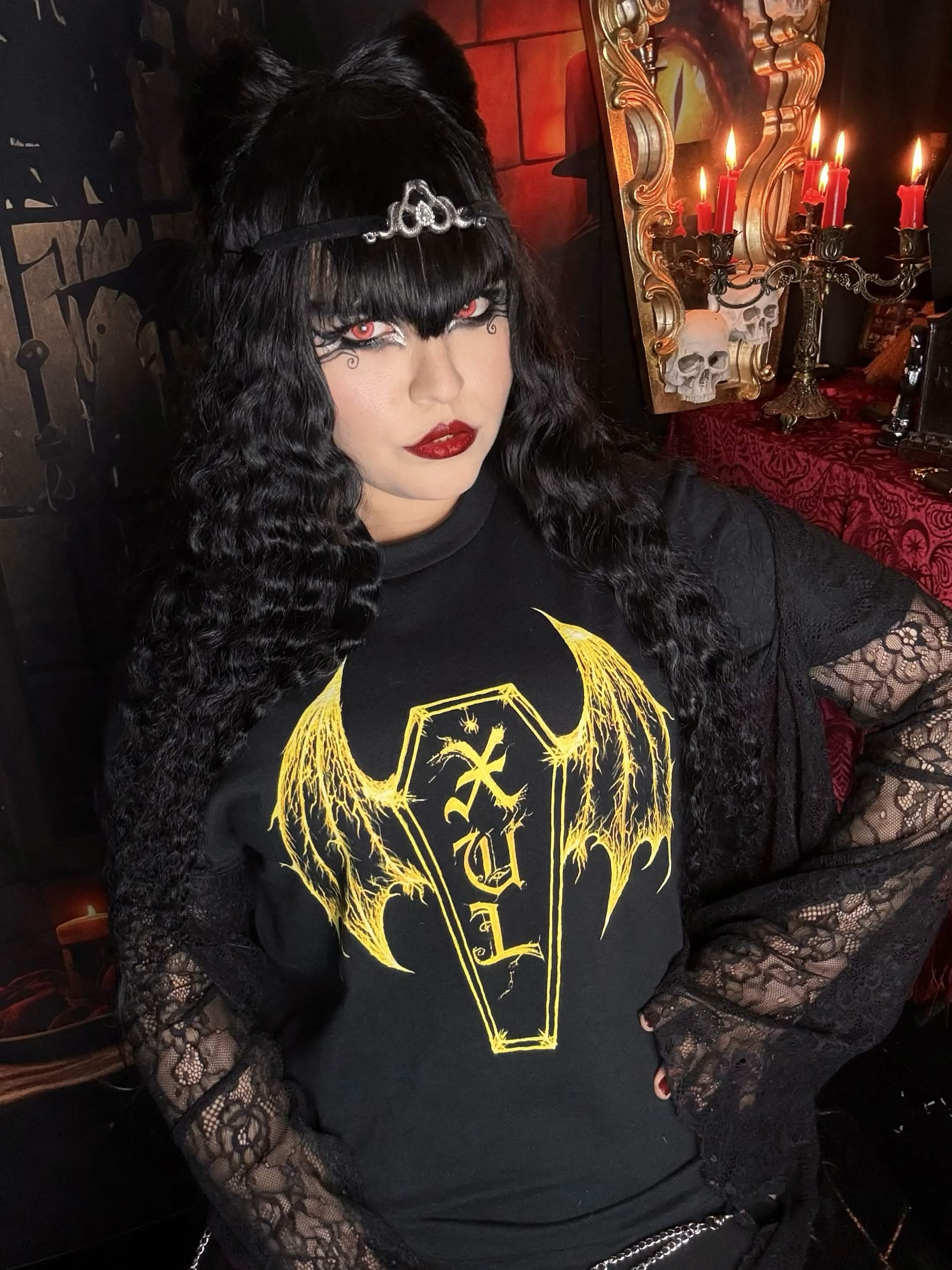 XUL Vampire Coffin Wings Unisex T-Shirt Gold Flame
