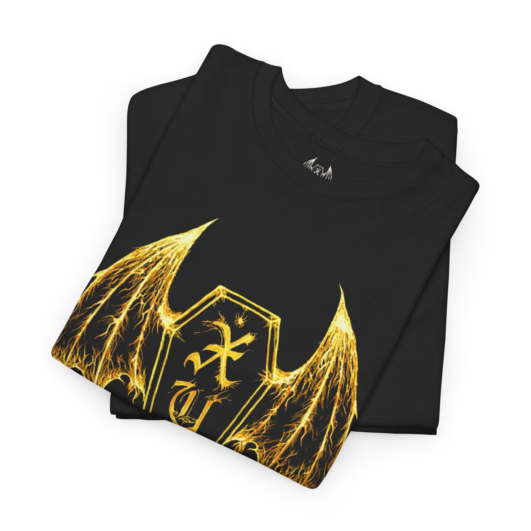 XUL Vampire Coffin Wings Unisex T-Shirt Gold Flame